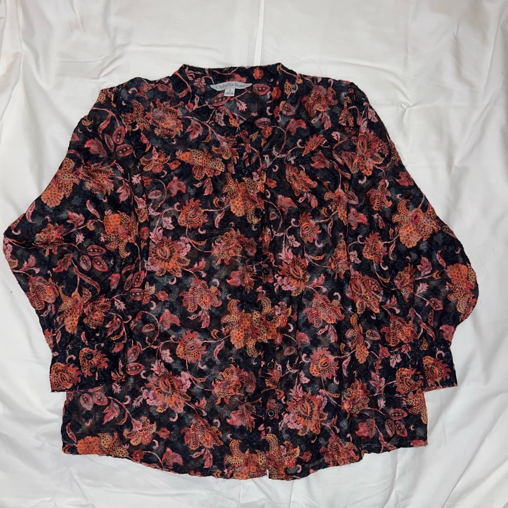 Ophelia Roe Floral Sheer Top Women’s size Small